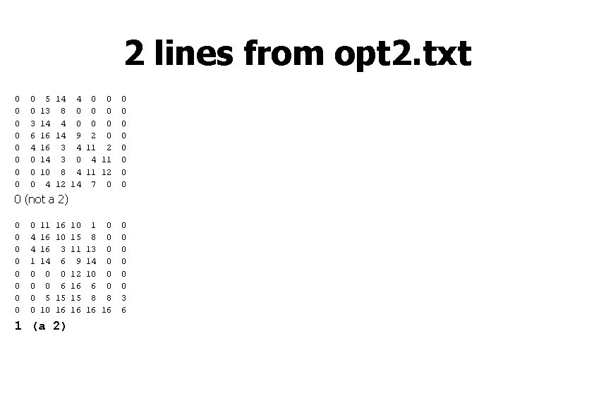 2 lines from opt 2. txt 0 0 0 0 0 3 6 4