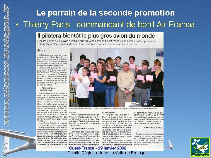 Le parrain de la seconde promotion • Thierry Paris : commandant de bord Air