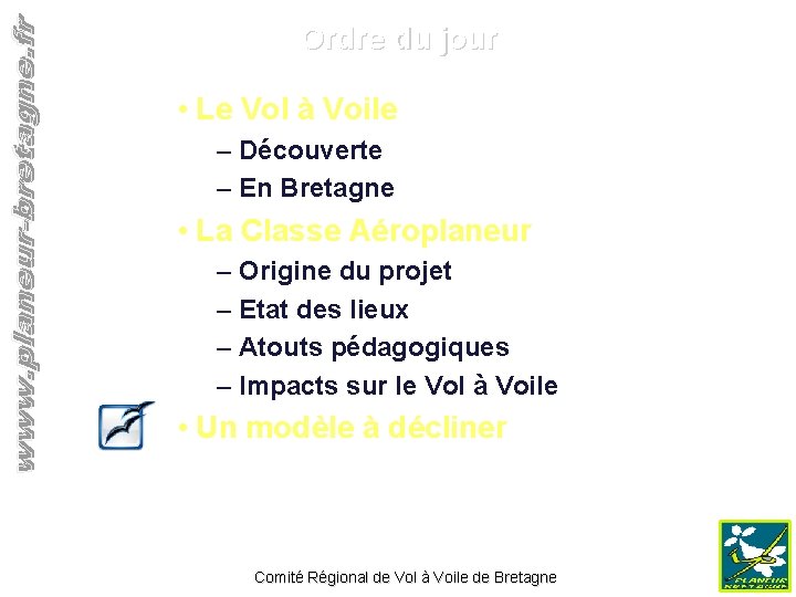 Ordre du jour • Le Vol à Voile – Découverte – En Bretagne •