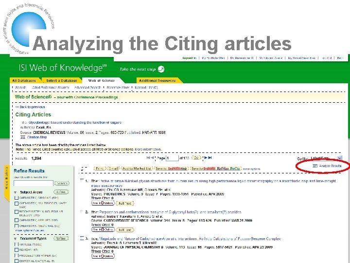 Analyzing the Citing articles 