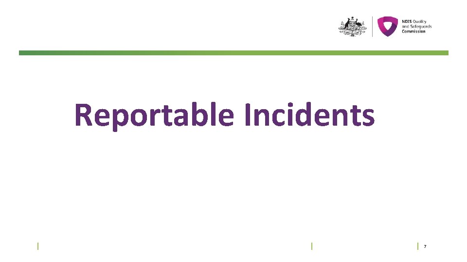 Reportable Incidents 7 