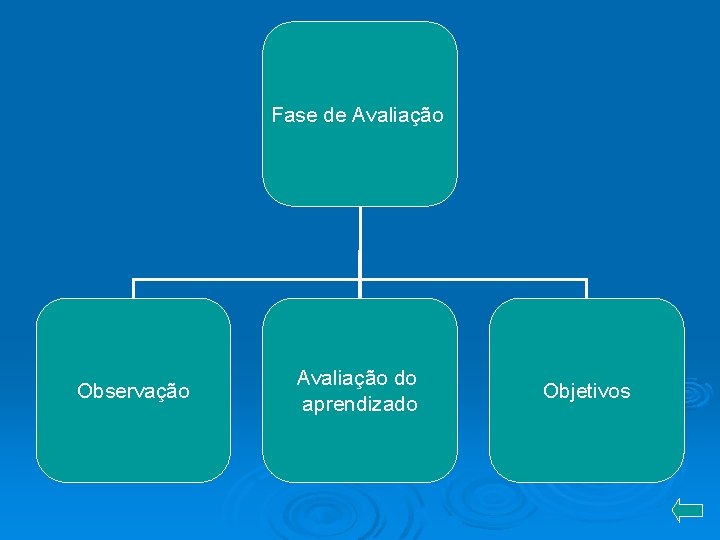 Fase de Avaliação Observação Avaliação do aprendizado Objetivos 