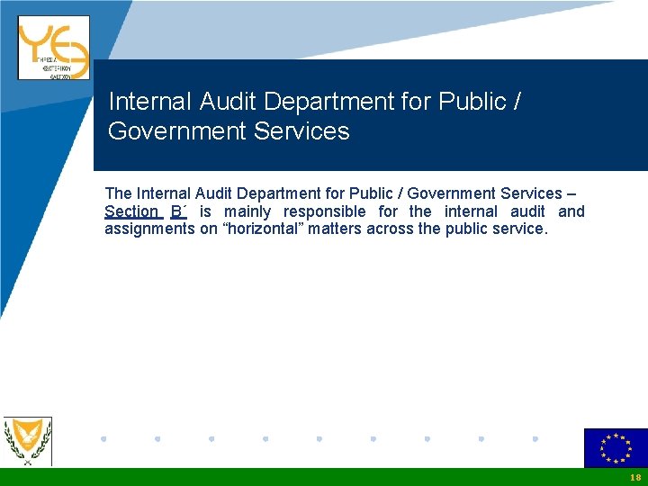 Company LOGO Internal Audit Department for Public / Government Services The Internal Audit Department