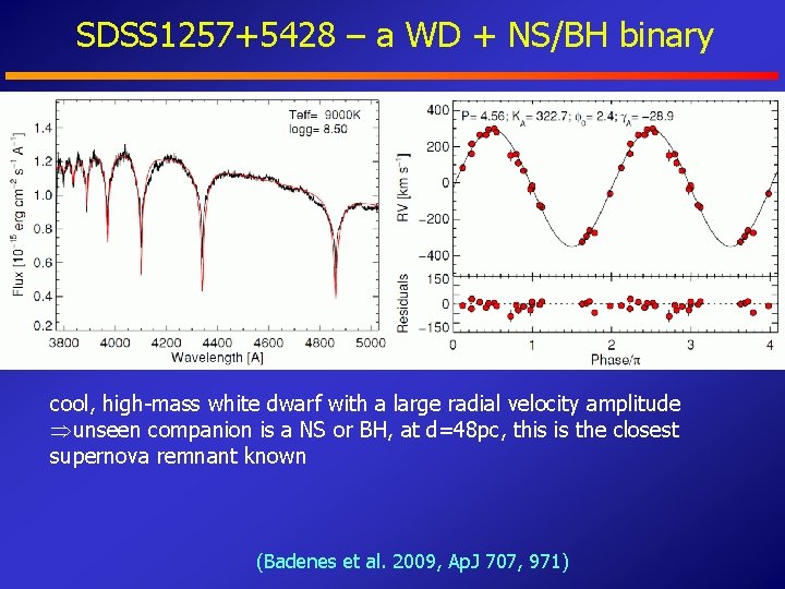 SDSS 1257+5428 – a WD + NS/BH binary cool, high-mass white dwarf with a