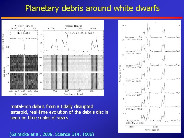 Planetary debris around white dwarfs metal-rich debris from a tidally disrupted asteroid, real-time evolution