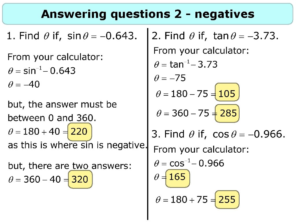 Answering questions 2 - negatives 