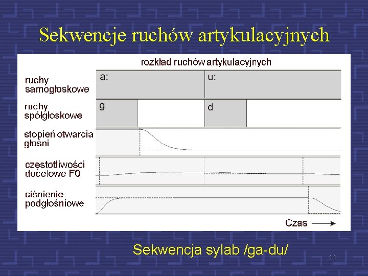 Sekwencje ruchów artykulacyjnych Sekwencja sylab /ga-du/ 11 