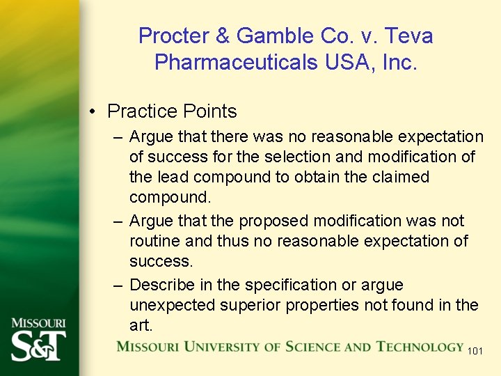 Procter & Gamble Co. v. Teva Pharmaceuticals USA, Inc. • Practice Points – Argue