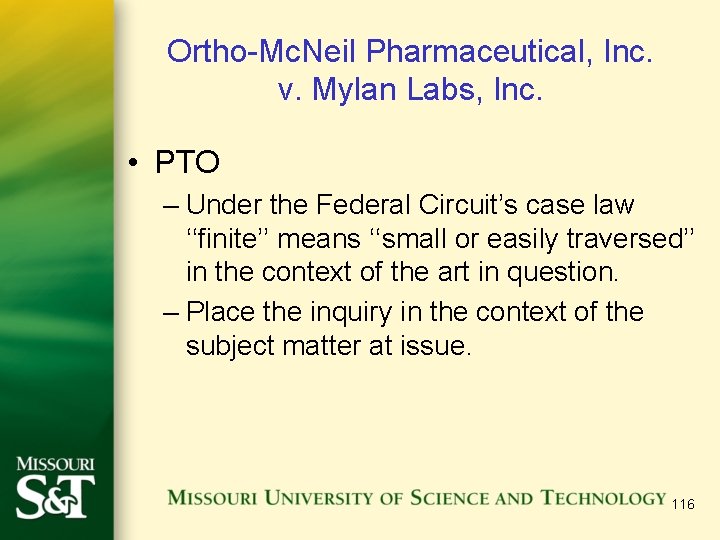 Ortho-Mc. Neil Pharmaceutical, Inc. v. Mylan Labs, Inc. • PTO – Under the Federal