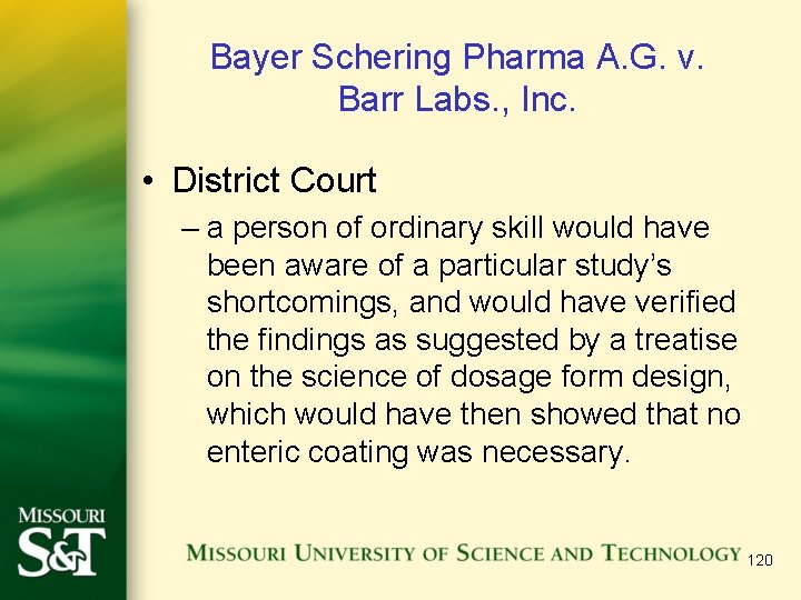 Bayer Schering Pharma A. G. v. Barr Labs. , Inc. • District Court –