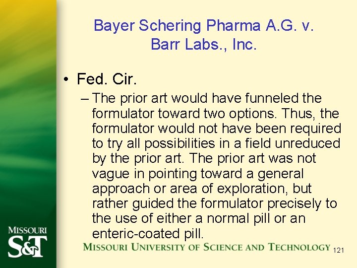 Bayer Schering Pharma A. G. v. Barr Labs. , Inc. • Fed. Cir. –