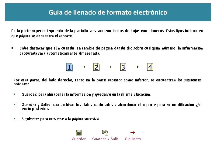 Guía de llenado de formato electrónico En la parte superior izquierda de la pantalla