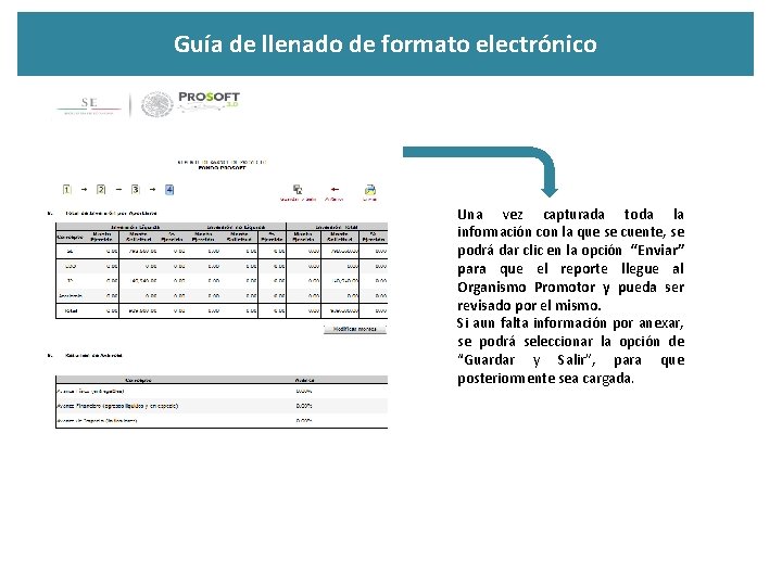 Guía de llenado de formato electrónico Una vez capturada toda la información con la