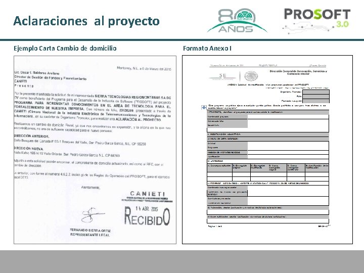 Aclaraciones al proyecto Ejemplo Carta Cambio de domicilio Formato Anexo I 
