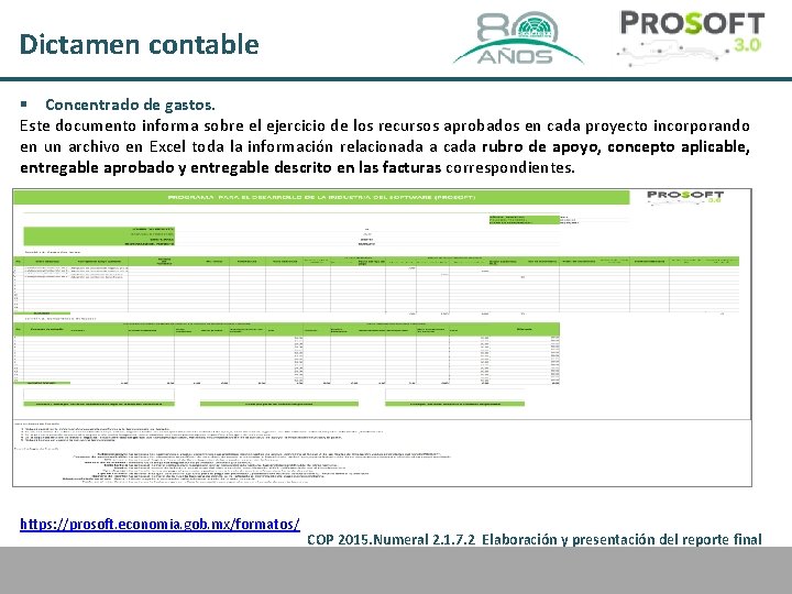 Dictamen contable § Concentrado de gastos. Este documento informa sobre el ejercicio de los