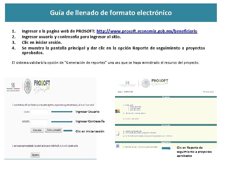 Guía de llenado de formato electrónico 1. 2. 3. 4. Ingresar a la pagina