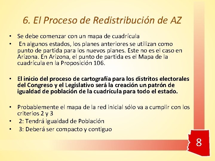 6. El Proceso de Redistribución de AZ • Se debe comenzar con un mapa