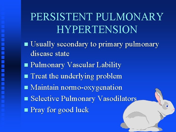PERSISTENT PULMONARY HYPERTENSION Usually secondary to primary pulmonary disease state n Pulmonary Vascular Lability