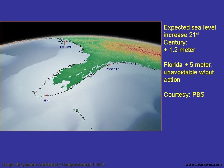 Expected sea level increase 21 st Century: + 1. 2 meter Florida + 5