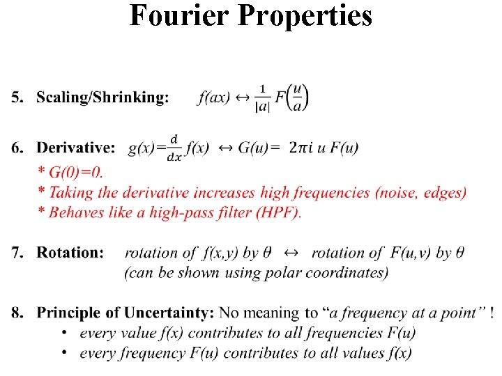 Fourier Properties 