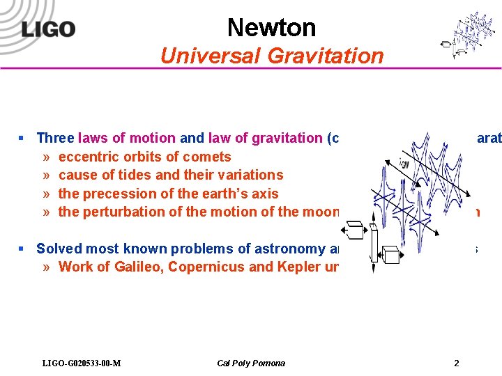 Newton Universal Gravitation § Three laws of motion and law of gravitation (centripetal force)