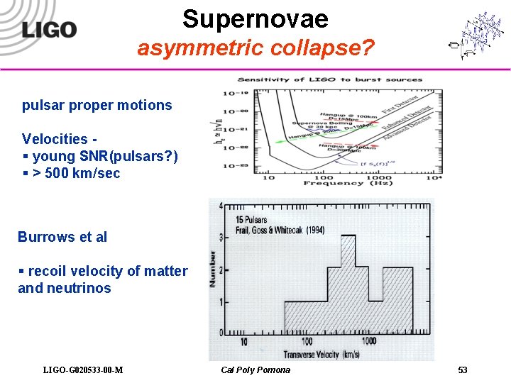 Supernovae asymmetric collapse? pulsar proper motions Velocities - § young SNR(pulsars? ) § >