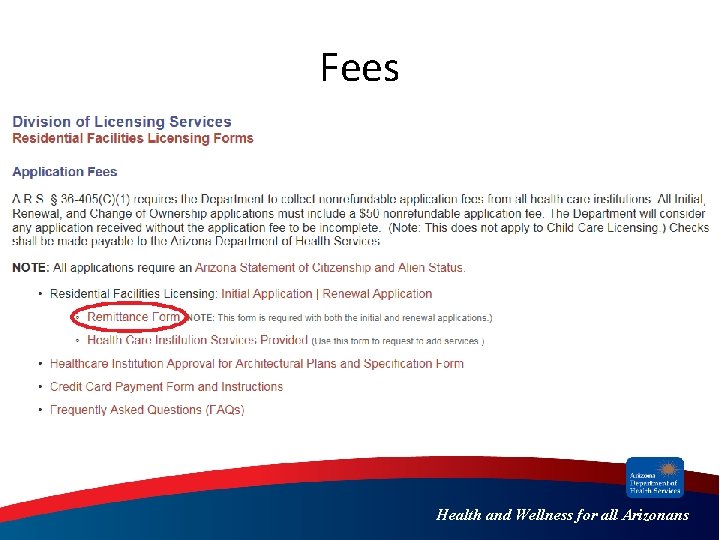 Fees Health and Wellness for all Arizonans 