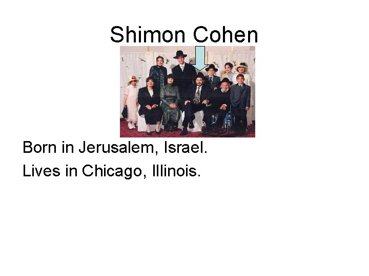 Shimon Cohen Born in Jerusalem, Israel. Lives in Chicago, Illinois. 