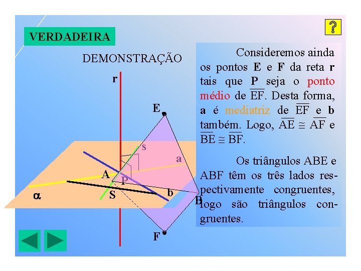 VERDADEIRA DEMONSTRAÇÃO r E s A a P b S F Consideremos ainda os