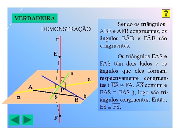 VERDADEIRA DEMONSTRAÇÃO r E s A a P S F B b Sendo os