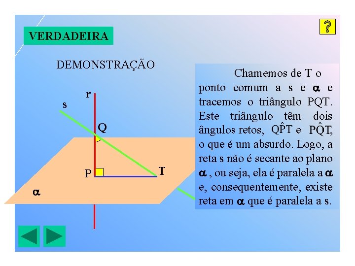 VERDADEIRA DEMONSTRAÇÃO s r Q P T Chamemos de T o ponto comum a