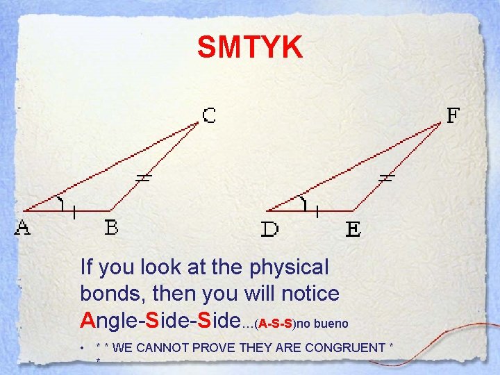 SMTYK If you look at the physical bonds, then you will notice Angle-Side…(A-S-S)no bueno