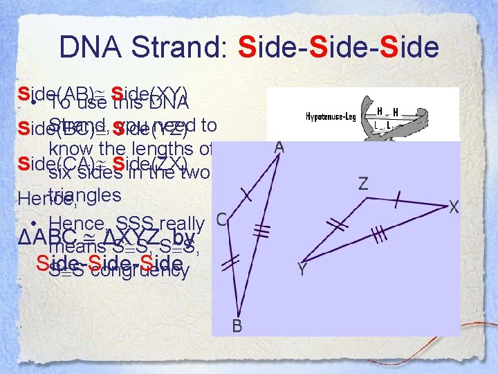 DNA Strand: Side-Side(AB) • To use Side(XY) this DNA Strand, Side(YZ) you need to