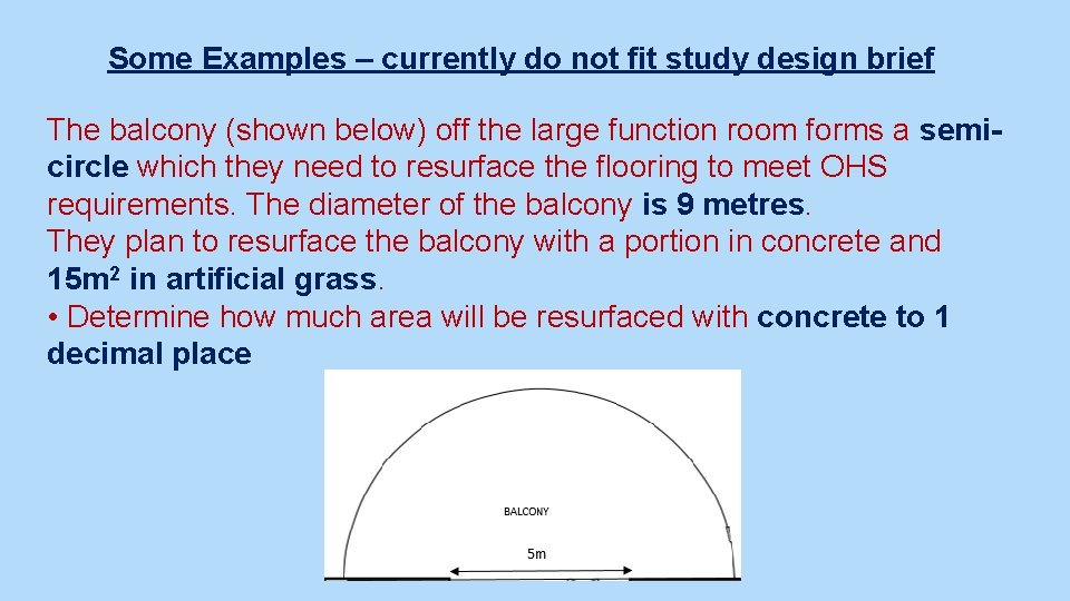 Some Examples – currently do not fit study design brief The balcony (shown below)