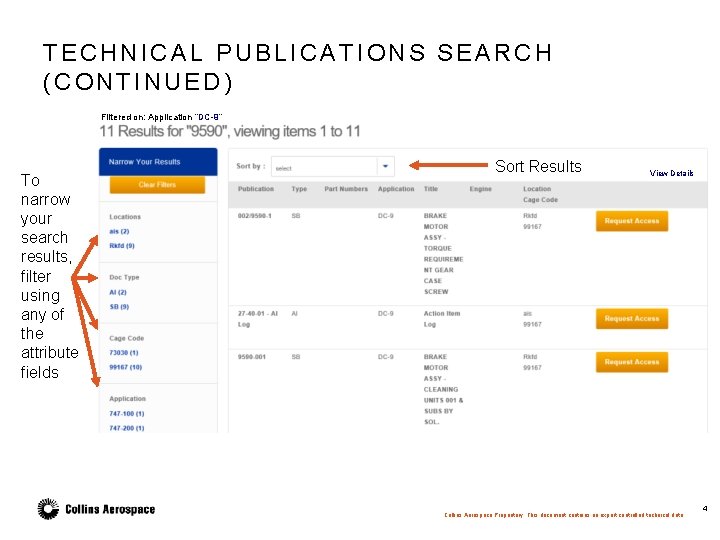 TECHNICAL PUBLICATIONS SEARCH (CONTINUED) Filtered on: Application “DC-9” To narrow your search results, filter