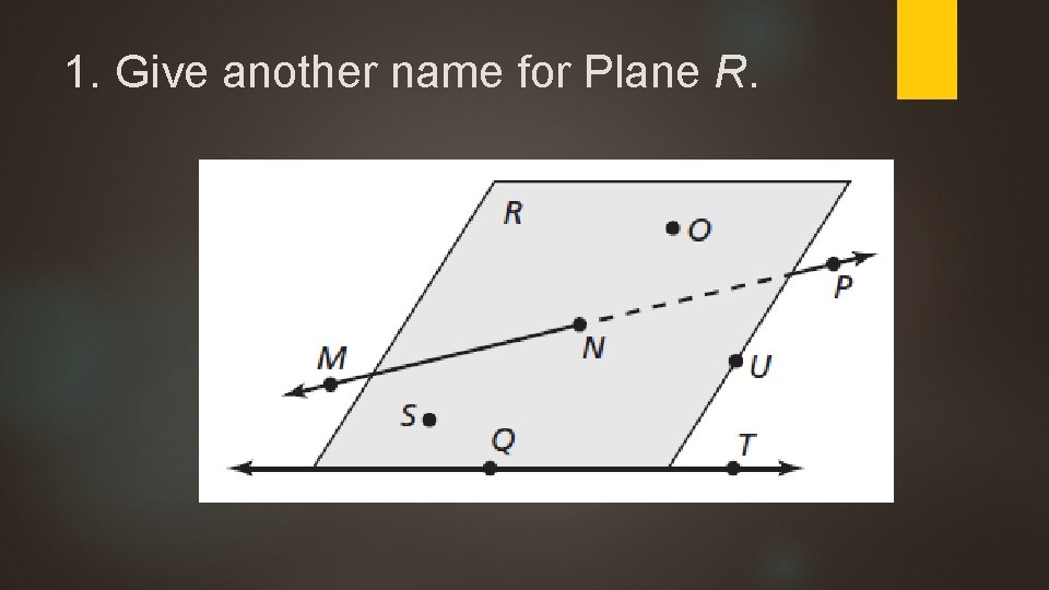 1. Give another name for Plane R. 
