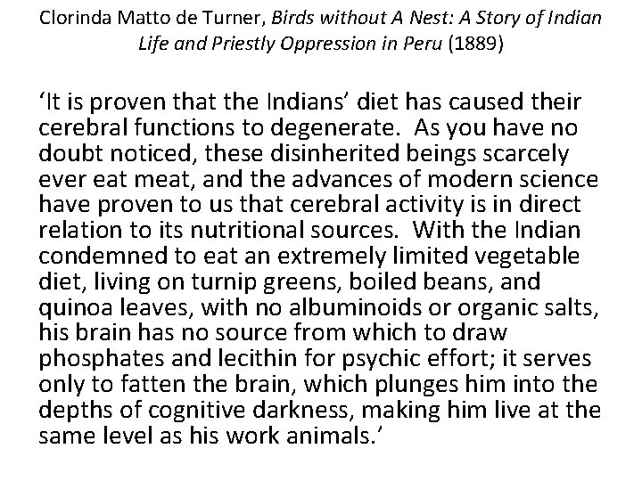 Clorinda Matto de Turner, Birds without A Nest: A Story of Indian Life and