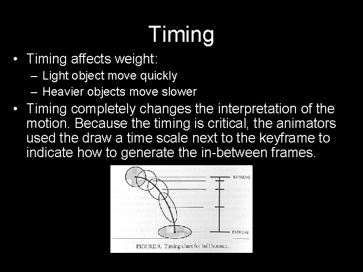 Timing • Timing affects weight: – Light object move quickly – Heavier objects move