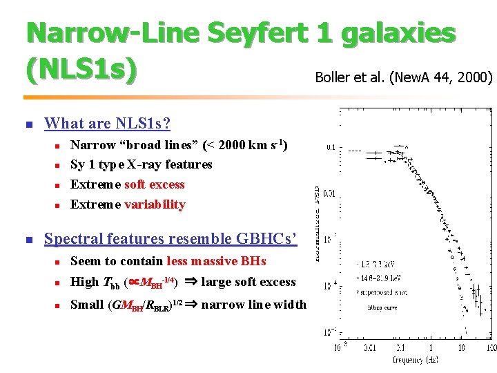 Narrow-Line Seyfert 1 galaxies (NLS 1 s) Boller et al. (New. A 44, 2000)