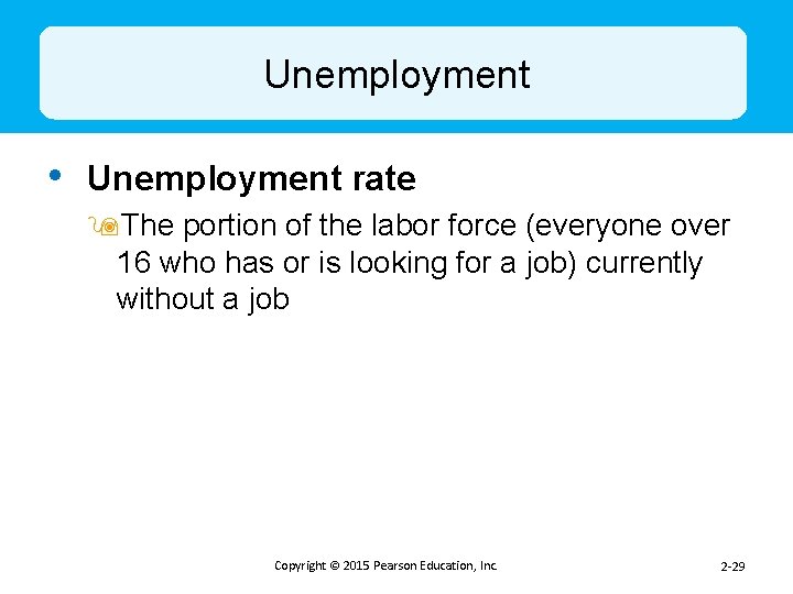 Unemployment • Unemployment rate 9 The portion of the labor force (everyone over 16