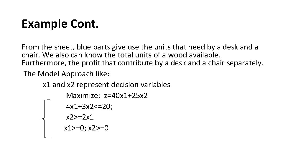 Example Cont. From the sheet, blue parts give use the units that need by