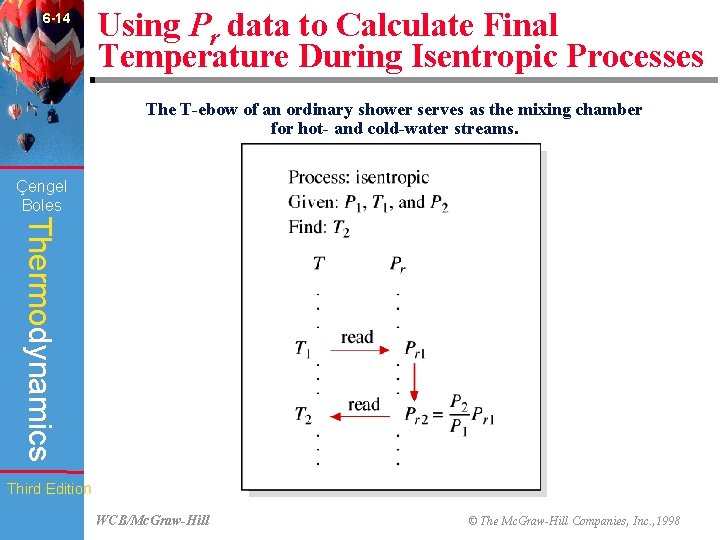 6 -14 Using Pr data to Calculate Final Temperature During Isentropic Processes The T-ebow