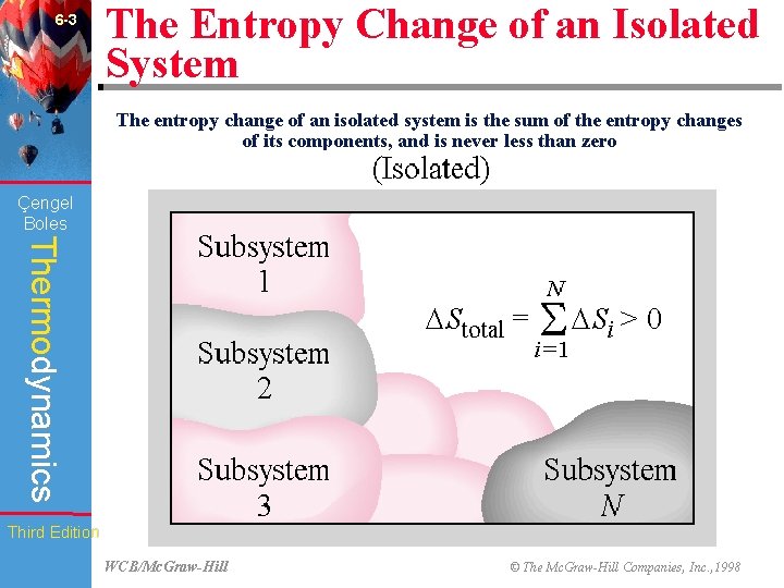 6 -3 The Entropy Change of an Isolated System The entropy change of an