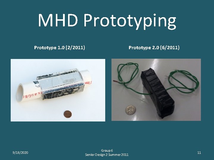 MHD Prototyping Prototype 1. 0 (2/2011) 9/18/2020 Prototype 2. 0 (6/2011) Group 6 Senior