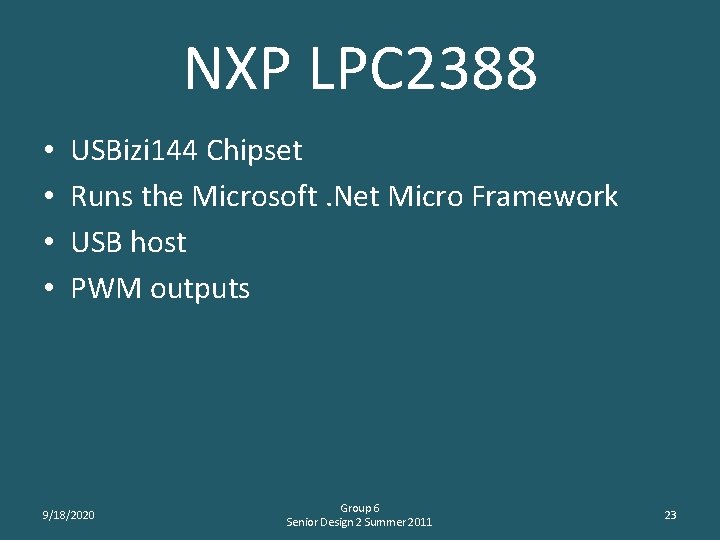 NXP LPC 2388 • • USBizi 144 Chipset Runs the Microsoft. Net Micro Framework