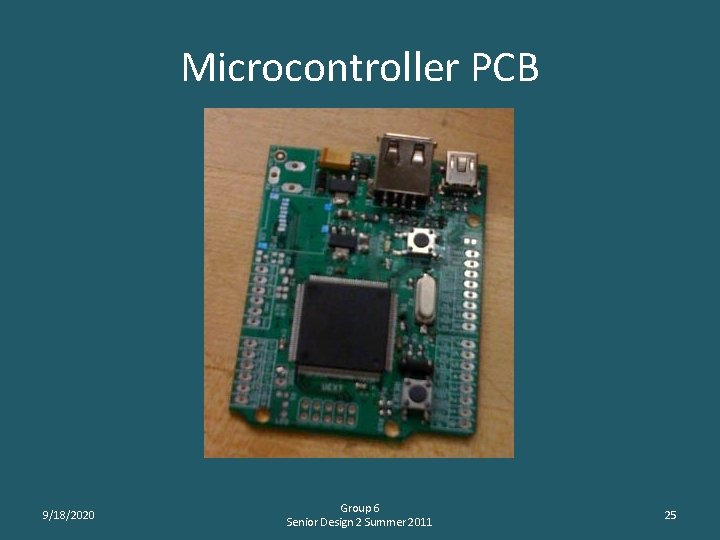 Microcontroller PCB 9/18/2020 Group 6 Senior Design 2 Summer 2011 25 