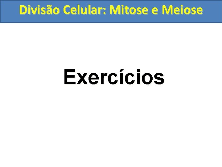 Divisão Celular: Mitose e Meiose Exercícios 