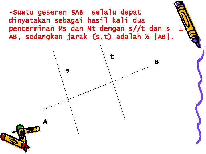  • Suatu geseran SAB selalu dapat dinyatakan sebagai hasil kali dua pencerminan Ms