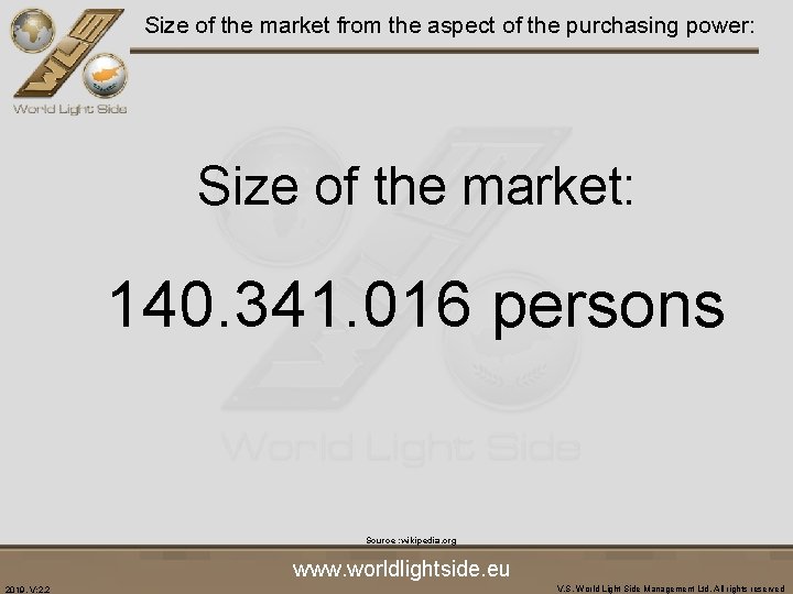 Size of the market from the aspect of the purchasing power: Size of the