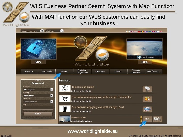 WLS Business Partner Search System with Map Function: With MAP function our WLS customers